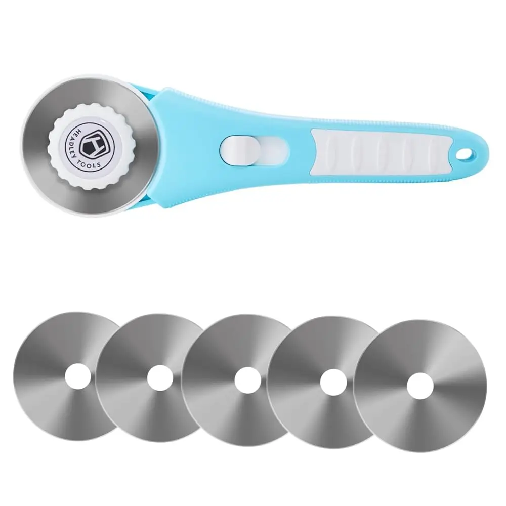 

Роторный резак 60 мм с 5 дополнительными лезвиями, роликовый резак с подшипниковой конструкцией и защитным замком для ткани, кожи, рукоделия, шитья