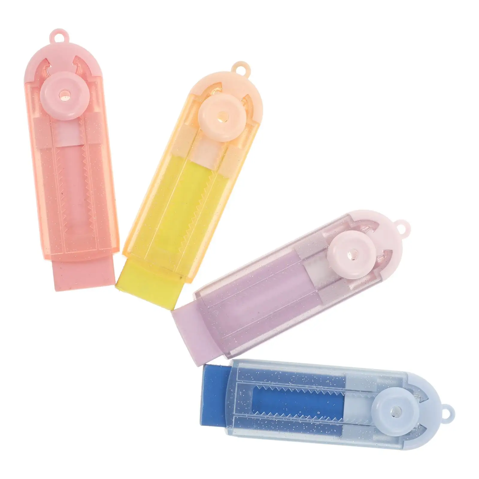 4 шт. выдвижные слайд-ластики, многофункциональные канцелярские принадлежности, студенческие тестовые экзаменационные безопасные материалы, синий, желтый, розовый, фиолетовый цвет