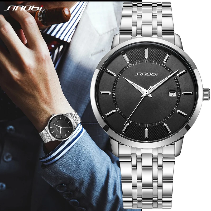 SINOBI Casual Style Men\'s Quartz watches Fashion Design Mans Wristwatches Original Calendar Male Gifts Clock Relogio Masculino