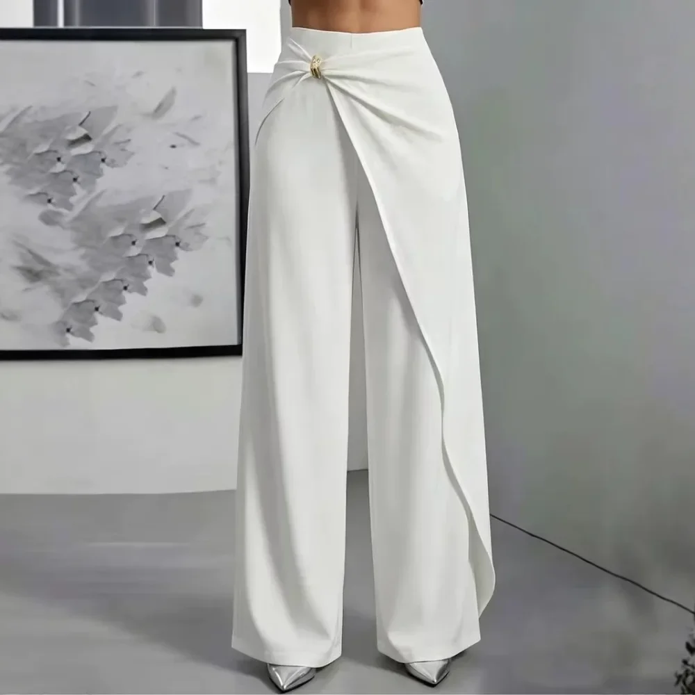 Women Fashion Irregular Patchwork Suit Pants Spring Autumn High Street Straight Leg Long Pants Flattering Casual Trendy Trousers