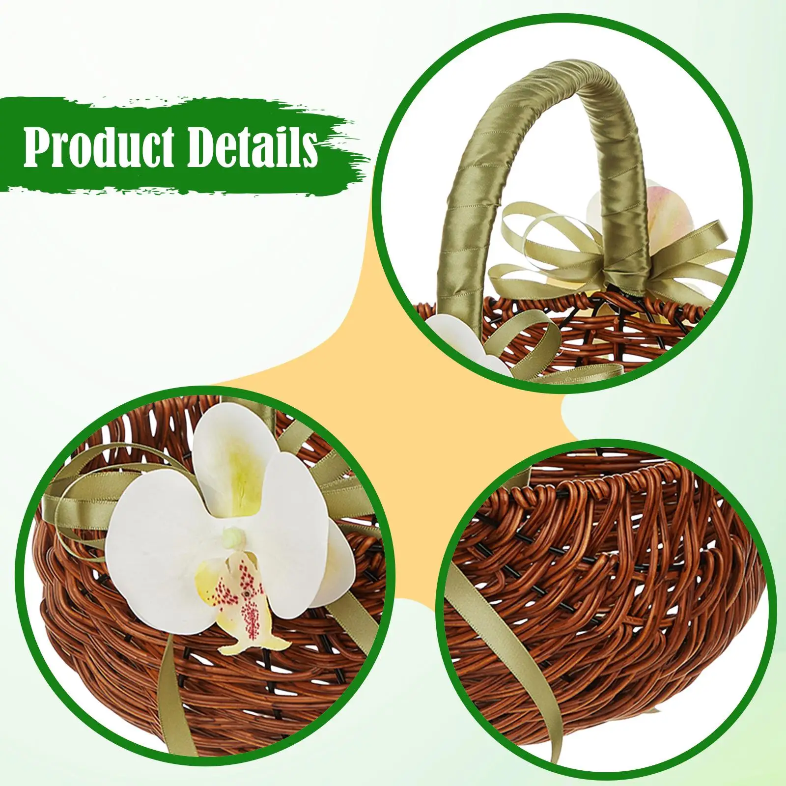 Elegant Imitation Rattan Wedding Basket Handwoven Flower Holder for Ceremony Party Decor and Gift Display