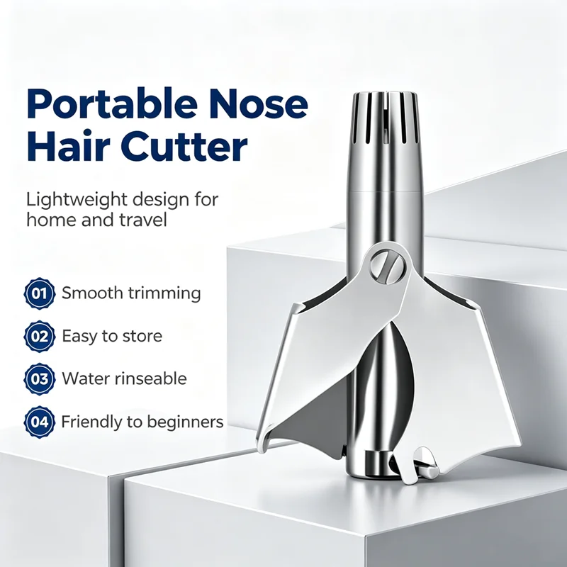 Stainless Steel Manual Nose Hair Trimmer Portable Washable Nose Hair Cutter Painless Nose Remover Men Facial Grooming Tool