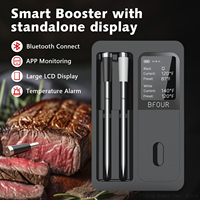 Wireless Meat Thermometer Bluetooth Waterproof Probes Rechargeable with LCD Screen & Booster Support APP Real-time Monitoring
