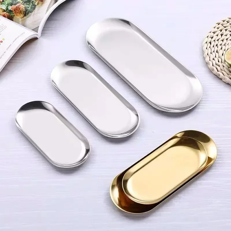 

Stainless Steel Gold Dining Plate Dessert Plate Nut Fruit Cake Tray Snack Kitchen Western Steak Kitchen Plate Dish