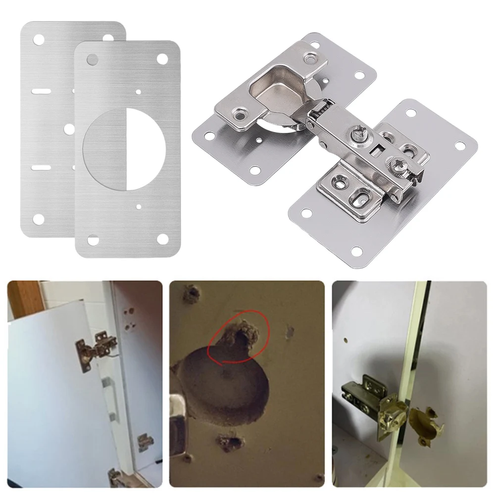 Cabinet Hinge Repair Plate Kit Kitchen Cupboard Door Hinge Mounting Plate Furniture Door Hardware Stainless Steel Hinge Repair