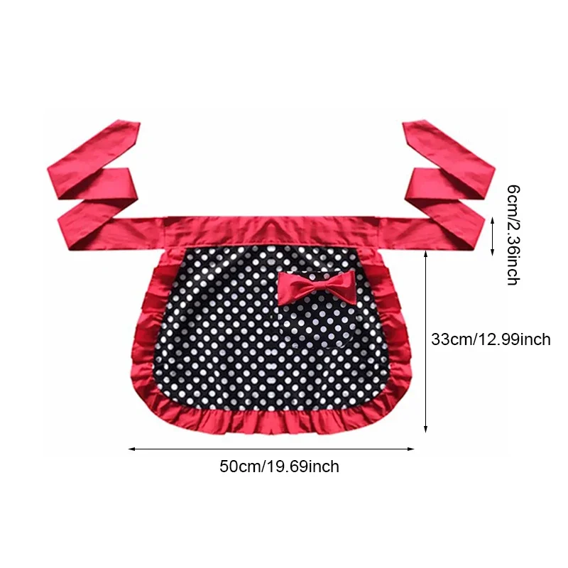 Apron Housekeeping Half-length Tools Polka Princess Dots Women Bowknot For Cooking Restaurant Cleaning Work Aprons Cute Lace-up