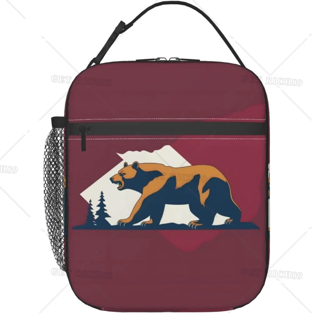 

California Bear Outdoor Insulated Lunchbox Reusable Cooler Bag with Pocket for Women Men Work Travel Picnic Office