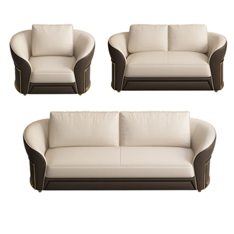 

Italian Hong Kong style light luxury sofa post-modern human leather art first layer cowhide
