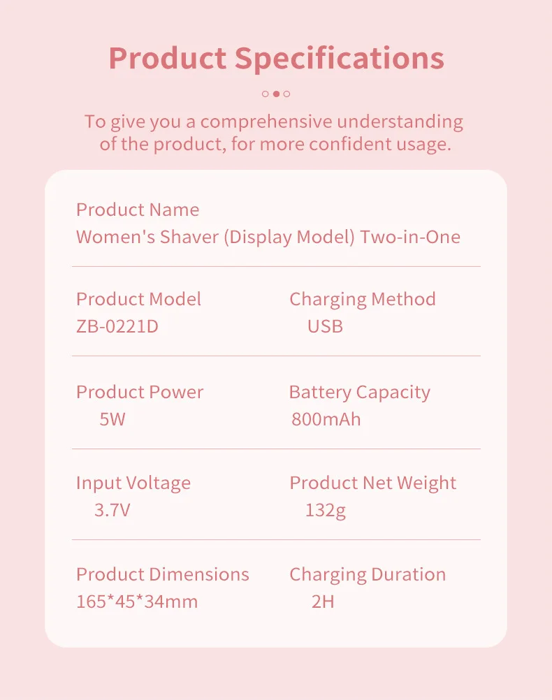 2-in-1-Damenrasierer, elektrischer Damenrasierer, wasserdichter Bikini-Gesichtstrimmer, schmerzlose Haarentfernung für Mädchen, Unterarm, Bein, Körper, Arm – Detail 12