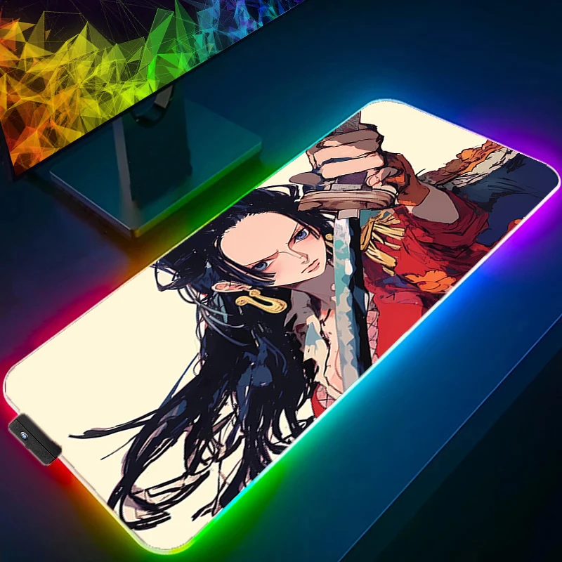 

RGB Mouse Pad one Piece Nico Robin Gamer Gaming Accessories Varmilo Keyboard PC Computer Desk Mat Carpet Backlight LED Mousepad