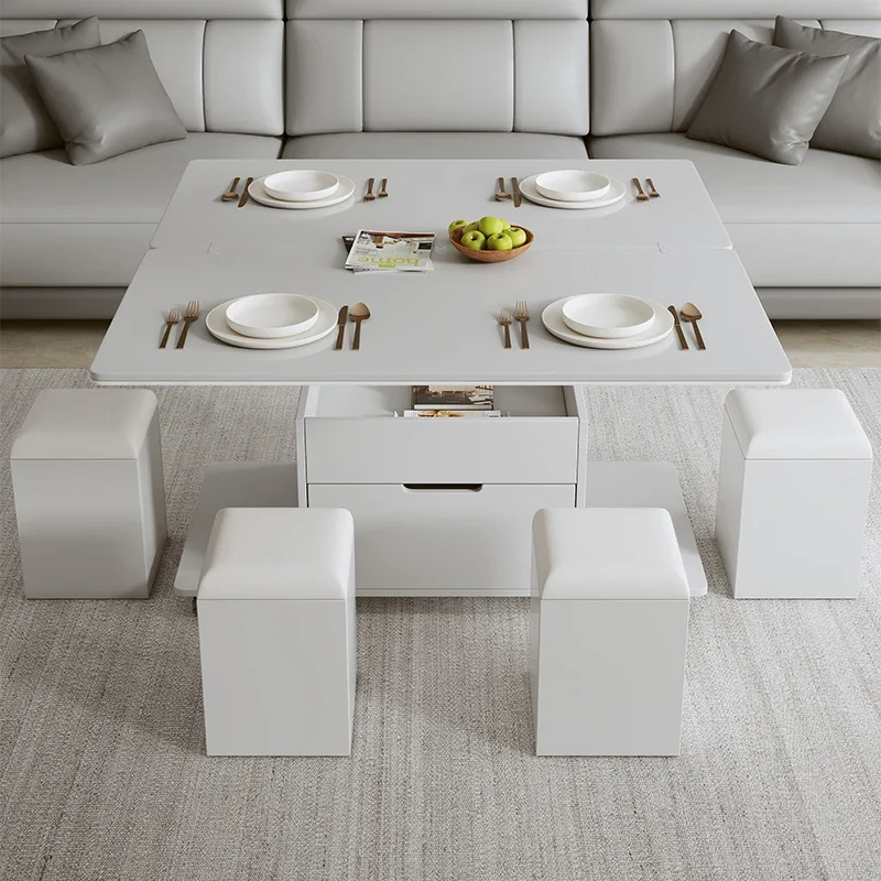Rock slab lifting multi-functional folding coffee table dining table dual-purpose two-in-one living room household movable