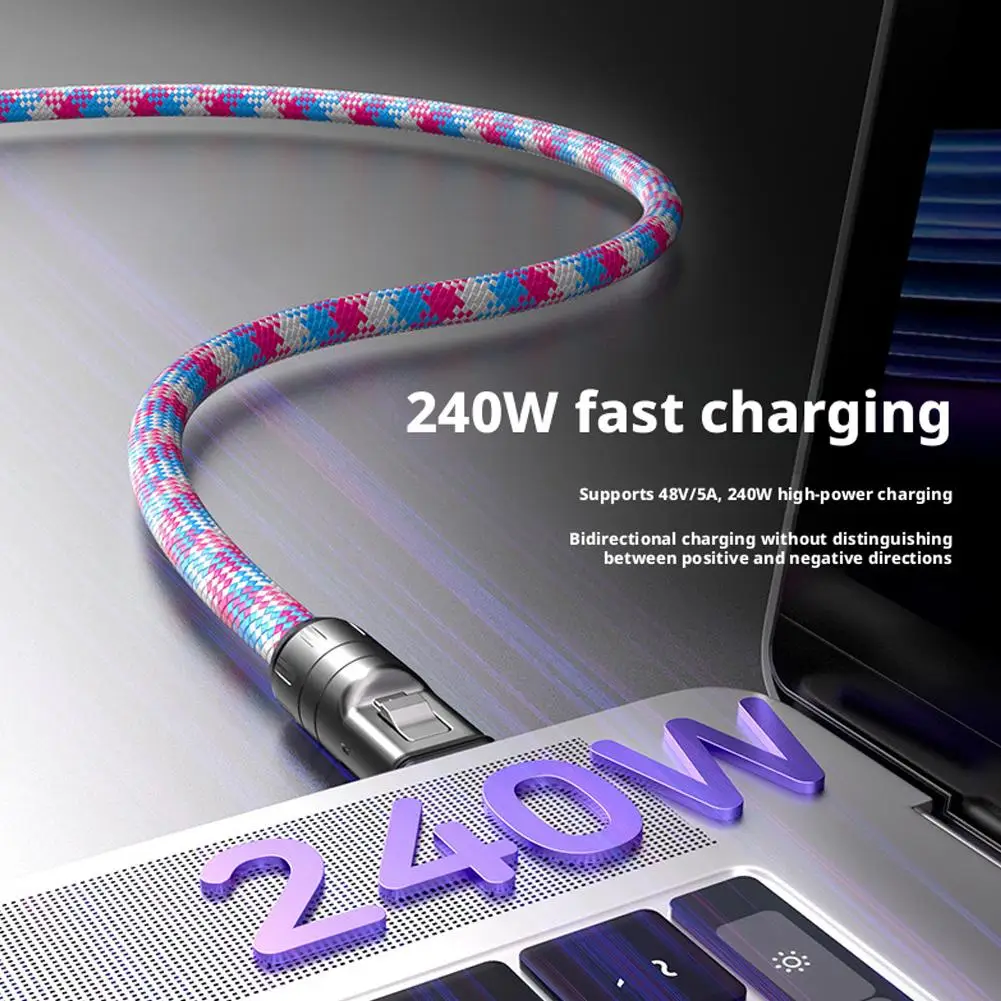 2-in-1 Phone Lanyard and Data cable 30/120cm Unrivaled 240W Power Delivery Type-C to Type-C Charger Cable Anti Theft Phone Strap