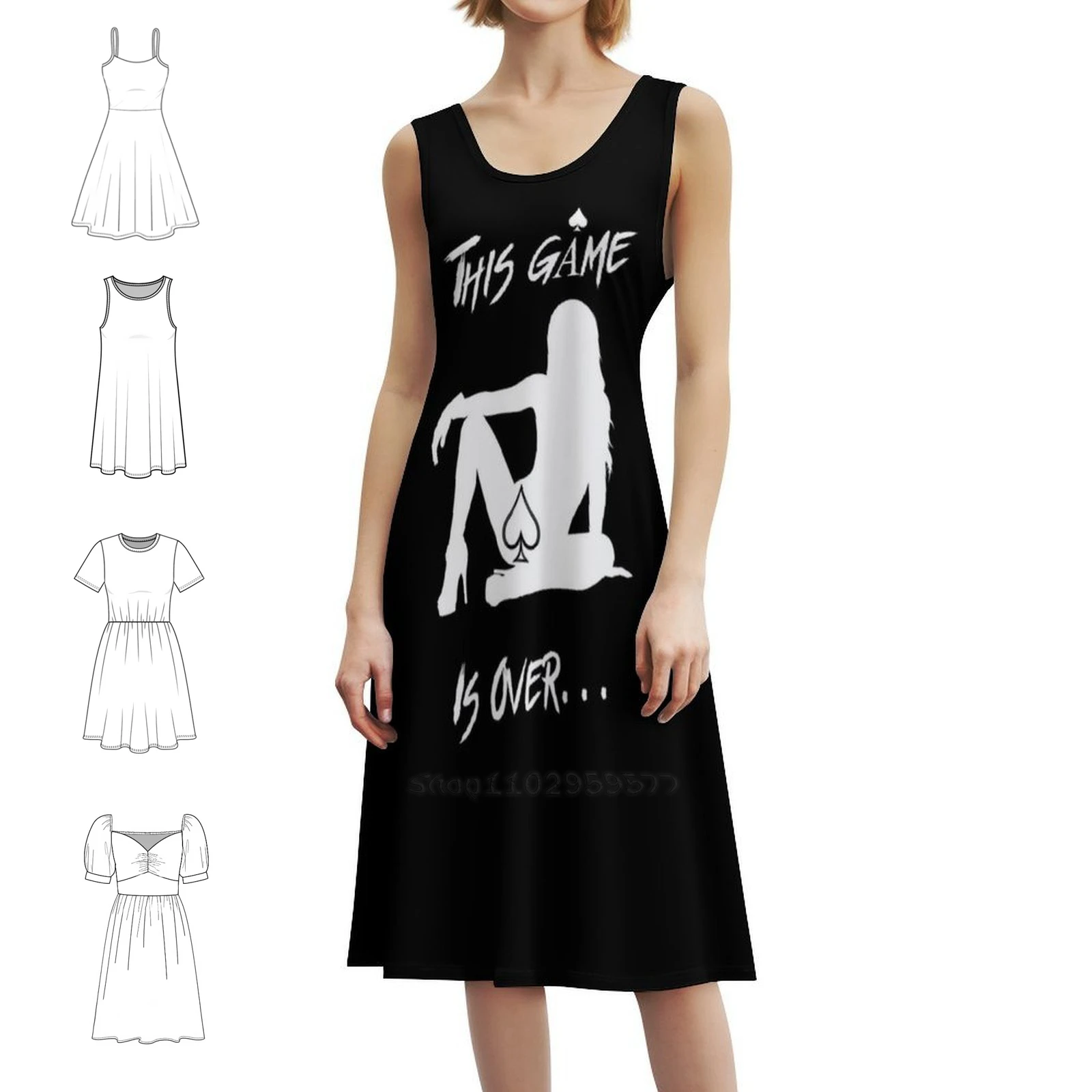 

Ace Of White Spades, женское элегантное вечернее платье, платье трапециевидной формы с короткими/длинными/без рукавов, сексуальное женское нижнее белье с картой и щукой