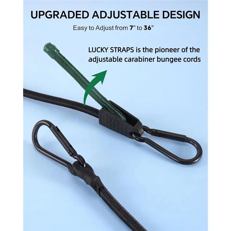 

A03F-8Pcs For Cargo,Bike Luggage,Carts Truck 48" Adjustable Carabiner Bungee Cord With Hooks, Pulls From 7" To 48" Etc