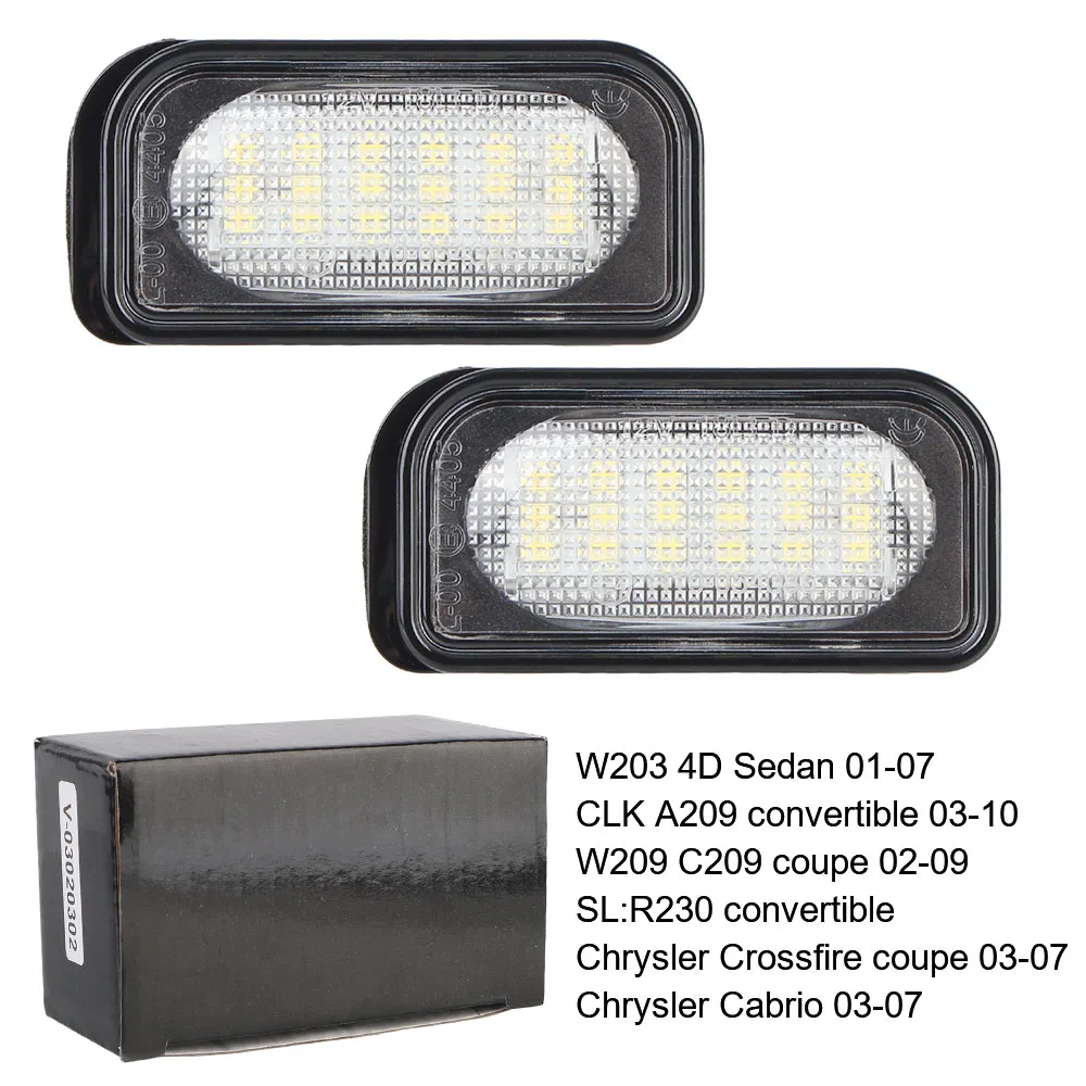 

Лампа для номерного знака в сборе, 2 шт., 12 В, для Benz W203, белый цвет, задний водонепроницаемый номерной знак