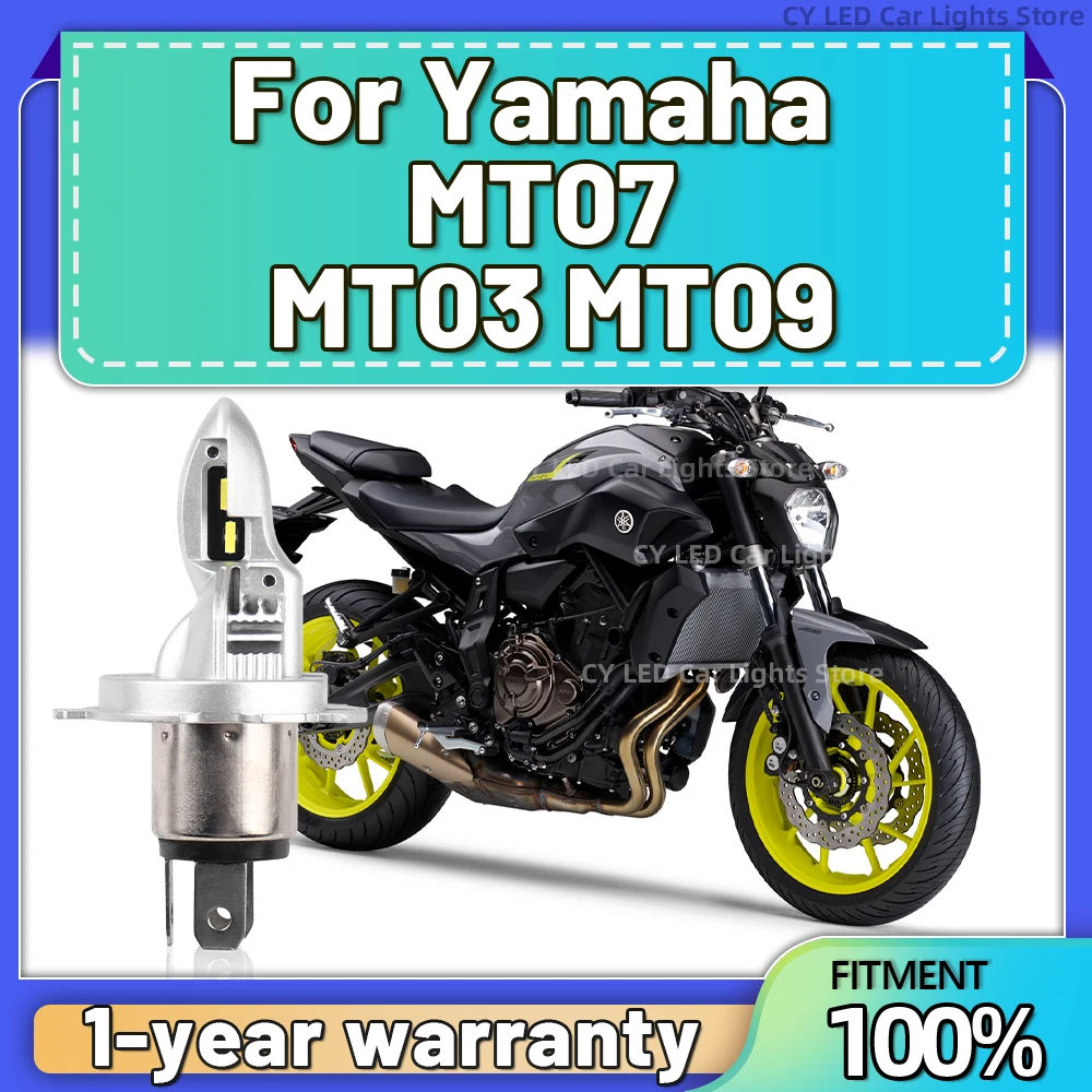 Fanless Moto Lamp H4 6000K Bright White CSP 3570 Motorcycle LED Bulbs Headlight Plug and Play For Yamaha MT07 MT03 MT09