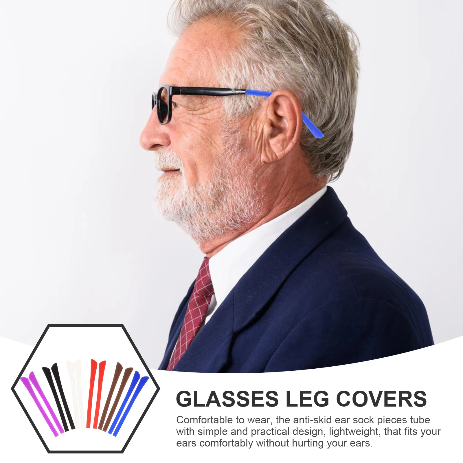 

12 Pairs Glasses Accessories Silicone Eyeglass Temple Tips Replaceable Grips Cushions Non Slip Glasses Leg Covers Red Blue