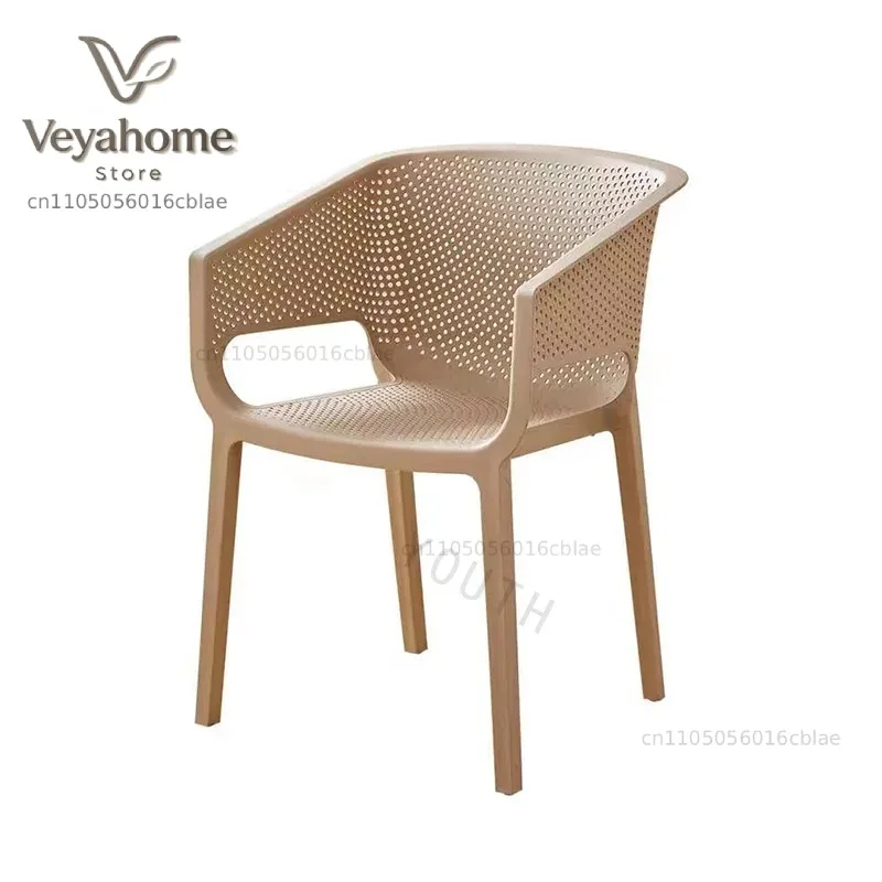 Plastic Chairs Can Be Stacked Home Thick Dining Chair Nordic Restaurant Armrest Chair Modern and Simple كراسي حديقة  Chairs