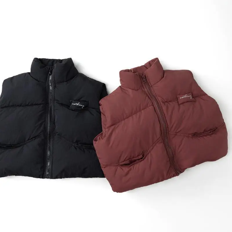 

2025 Winter New Children Thick Warm Vest Boys Girls Cotton Padded Jacket Fashion Baby Sleeveless Coat Kids Zipper Jacket