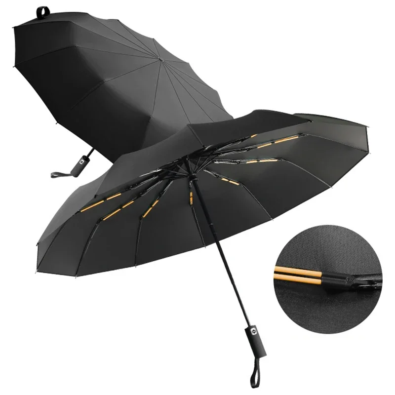 Reinforced 24 Bone Automatic Very Strong Folding Windproof Umbrella Rain Men Business Women Anti-UV Umbrella