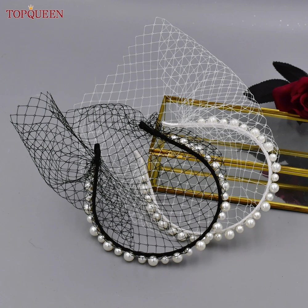 TOPQUEEN VA12 velo de malla para boda, velo de jaula para pájaros de varios estilos con diamantes de imitación, colorete desmontable, accesorios