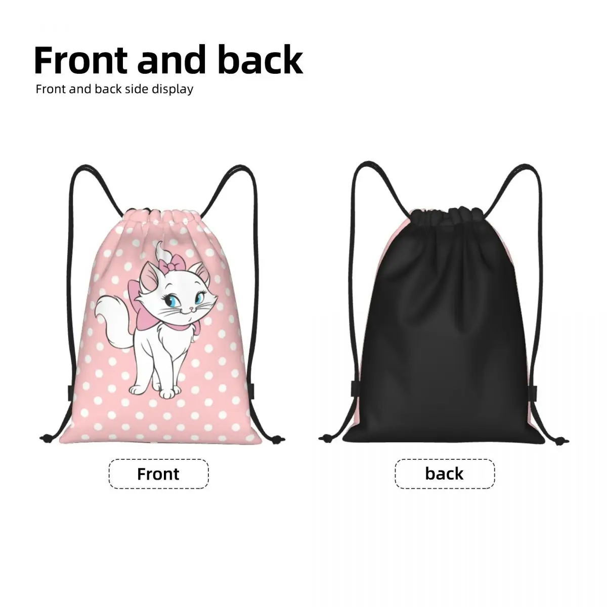 Custom Marie Dot Drawstring Bags Men Women Lightweight Sports Gym Storage Backpack