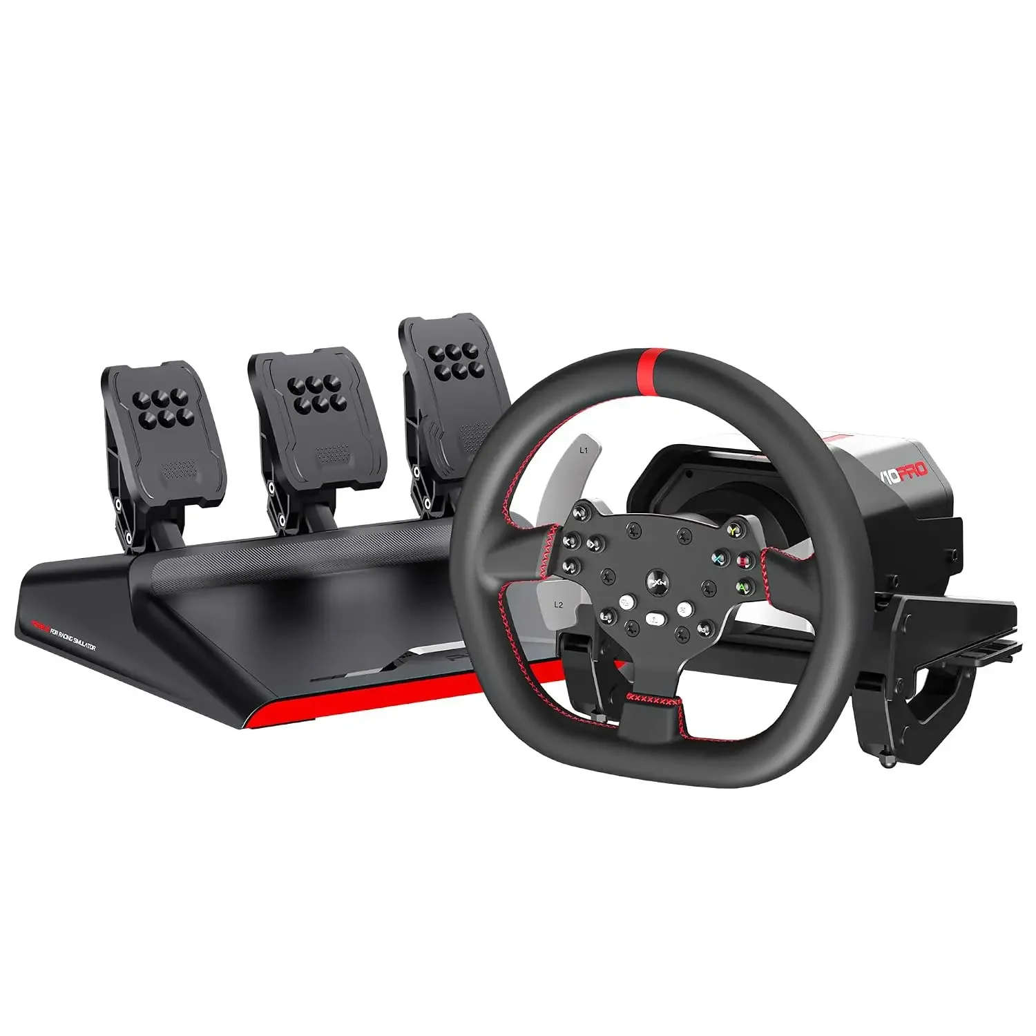 V10 Pro Direct Drive Sim Racing Wheel, 3.2Nm Force Feedback | Servo Motor, 3 Hall-Effect Pedals, 4 Paddle Shifters, for PC