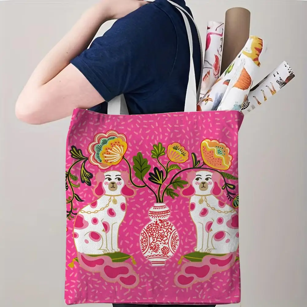Mandala Floral Throw Storage Bags Canvas Double-Sided Print Beach Bag Durable Handbag Shoulder Travel Bag Gift
