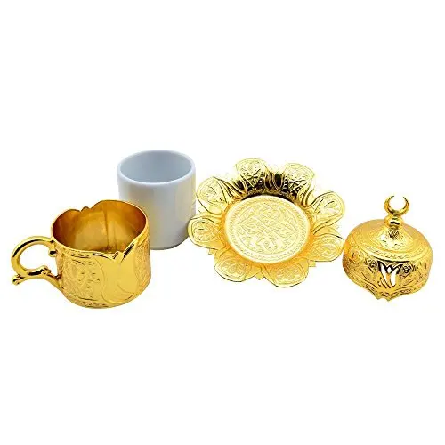 26 Pieces Ottoman Turkish Greek Arabic Coffee Espresso Guest Serving Cup Saucer Set,Gold