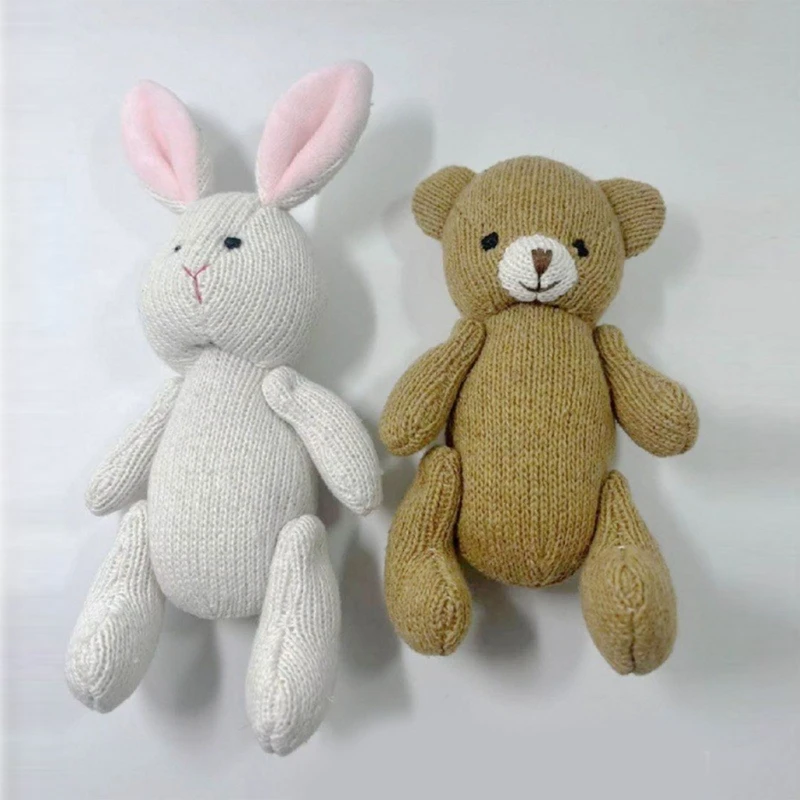 Photography Props for Baby Handcrochet Cartoon Bear/Rabbit Cuddle Newborn Photo Posing Furniture Photo Accessories