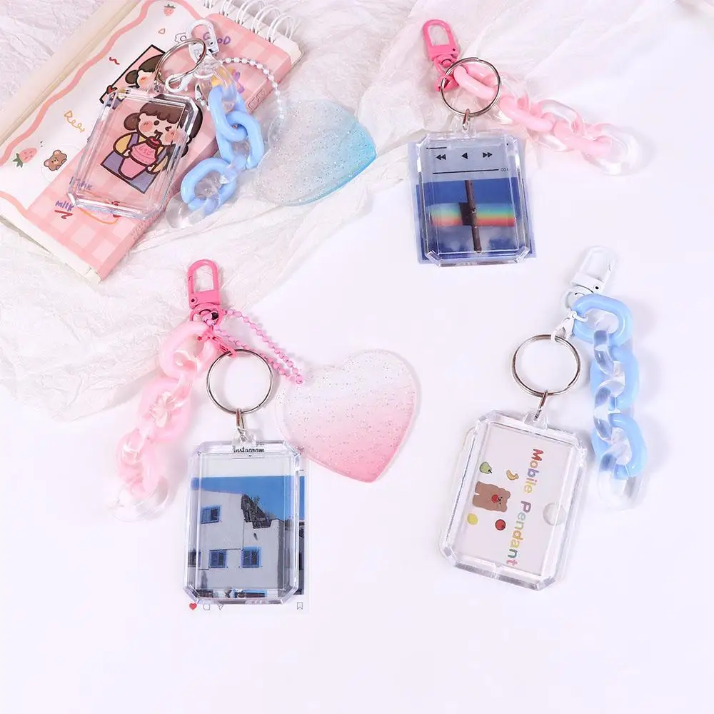 Stationery Student Card Case Transparent Album Collect Photo Protector Keychain Photocard Holder Card Sleeves ID Holder Pendant