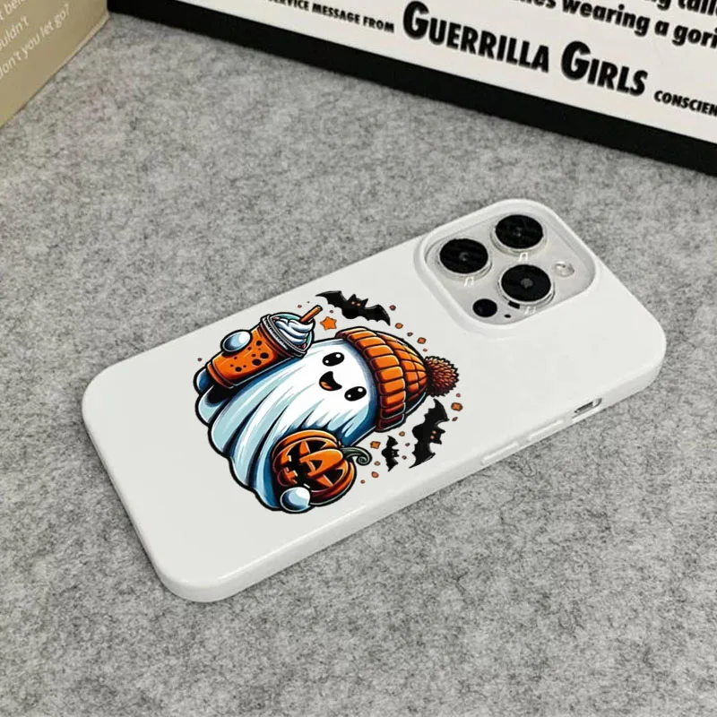 ゴーストパンプキンハロウィンバックフォンケース iPhone 17 16 15 14 13 12 Pro Max 11 7 8 16 PLUS X XR XS 17 耐衝撃ソフトTPUカバー