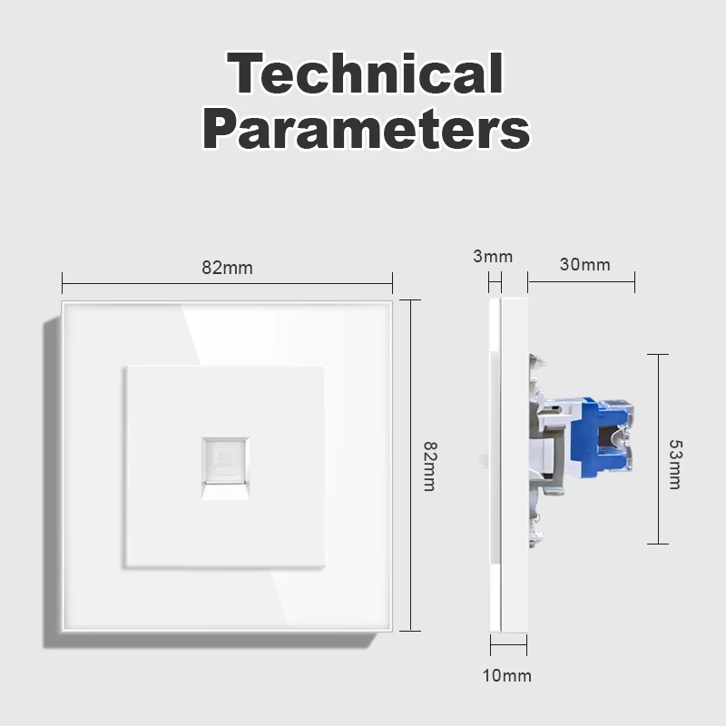 Cat6 rj45 wall socket network socket with TV wall data double socket telephone crystal glass panel rj45 network socket computer