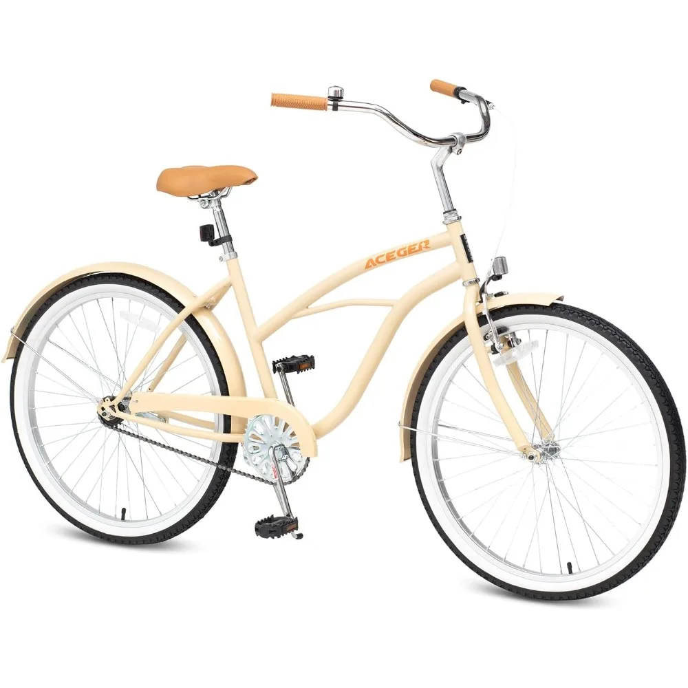 26 Inch Women Beach Cruiser Bike, Single Speed and 7 Speed, Adult Hybrid Bike Commuter Bicycle