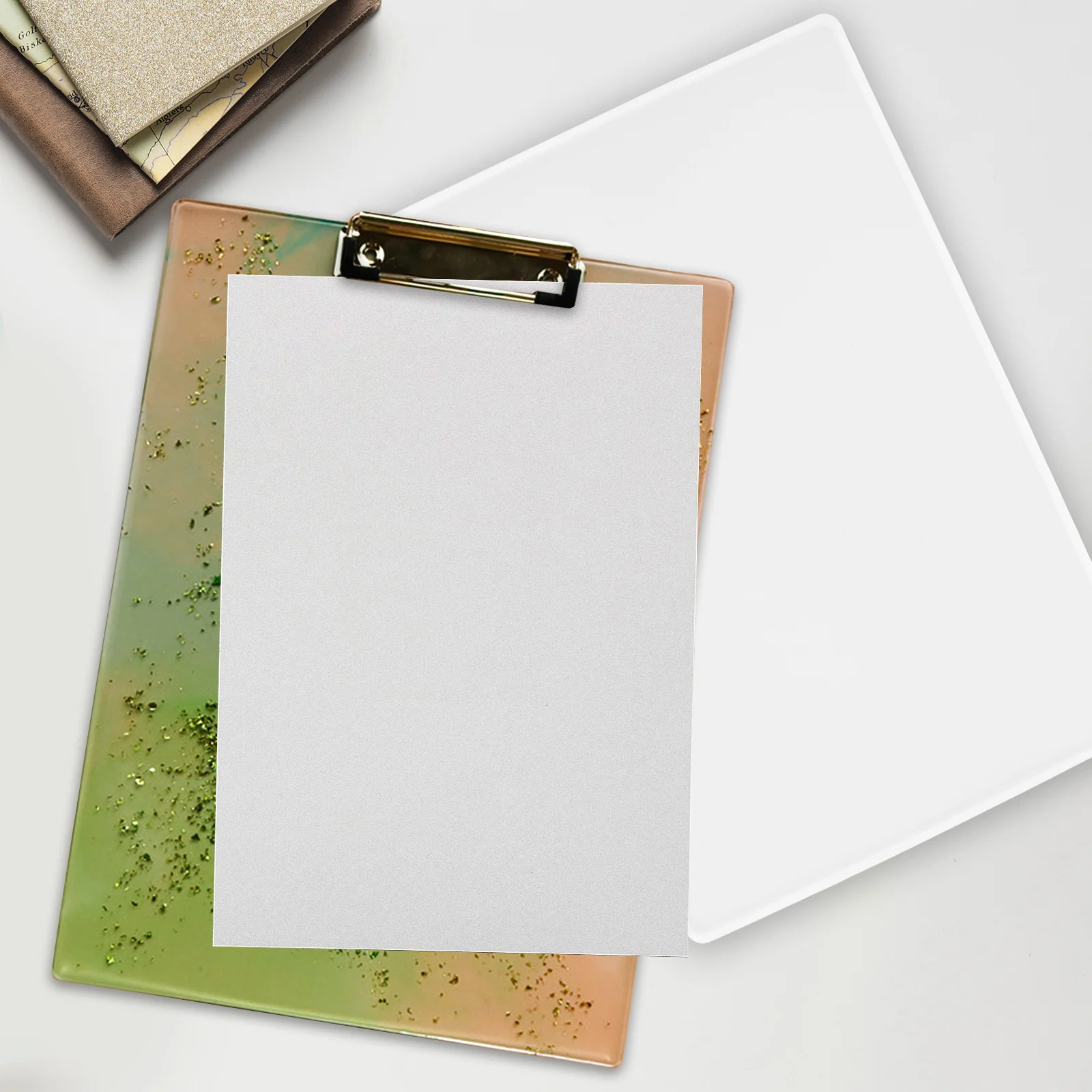 

2PCS Folder Mold Reusable Silicone Crafts DIY Drawing Board Plastic Clipboard Molds H made Gifts Elegant Coaster Table Mat
