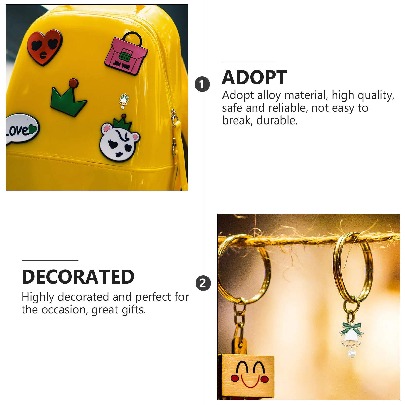 

10pcs Christmas Ornaments Accessories Alloy Pendant Mini Chain DIY Wrist Charm Durable Cartoon Shape Eco-Friendly Party Gift
