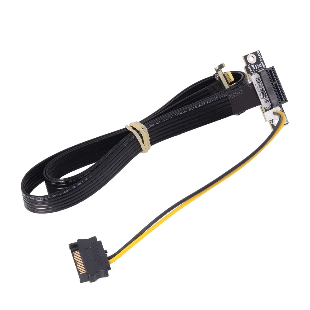 ADT PCIe 4.0x1 Dual Right Angle Extension Cable Male to Female Riser Isolated GPU for NIC Sound Card USB PCIe Adapter Card