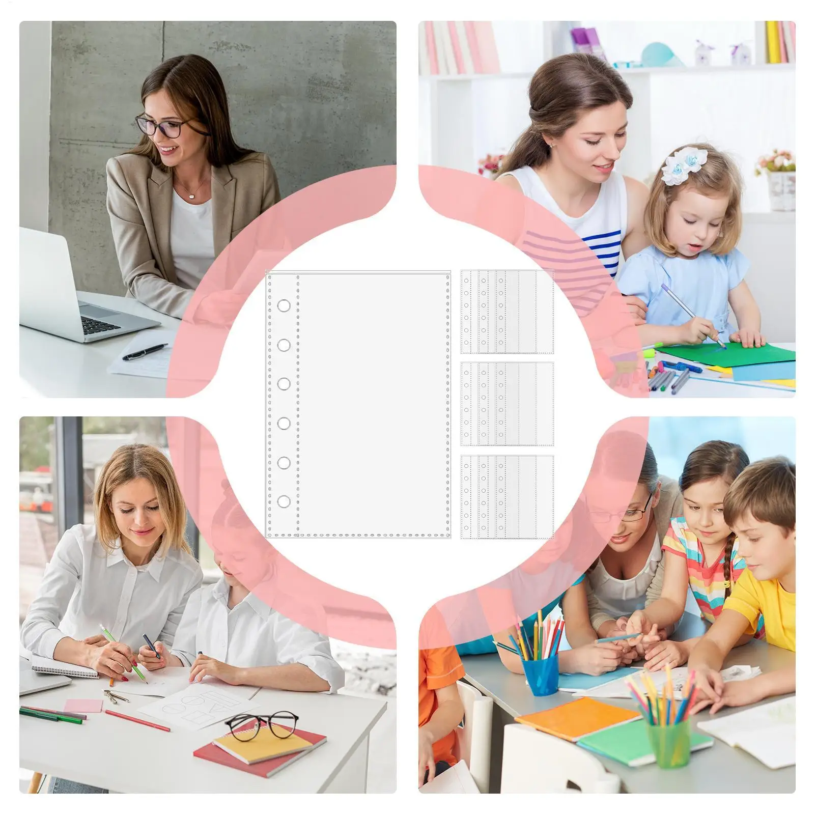A7 6-Ring Clear Binder Refills 10Pcs Clear Plastic Folder Bags Transparent Sheet Loose Leaf Filling Protectors Sheet Protectors image 4