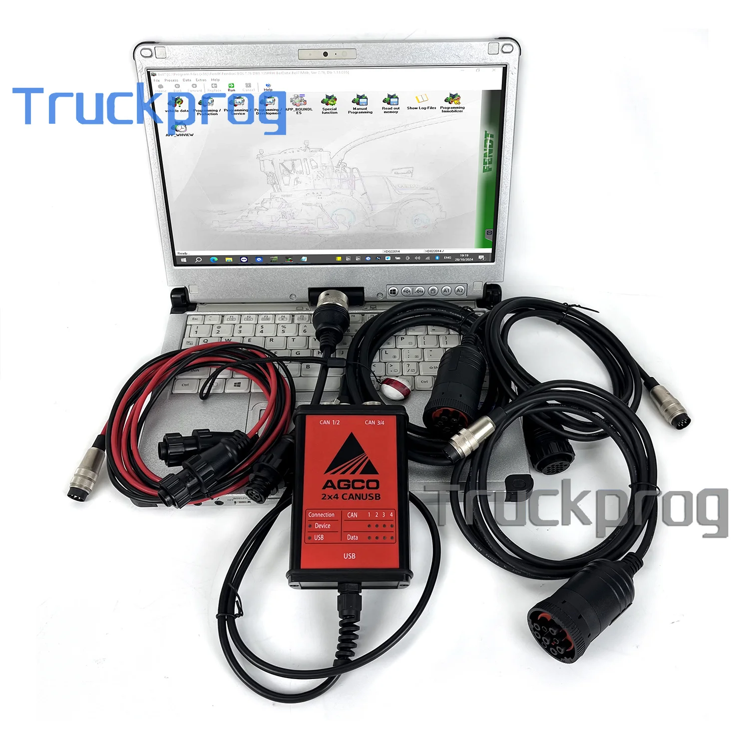 for AGCO Diagnostic Kit AGCO EDT CANUSB Interface for Agricultural Tractor Diagnostic Tool with key dongle +CF19/C2 laptop