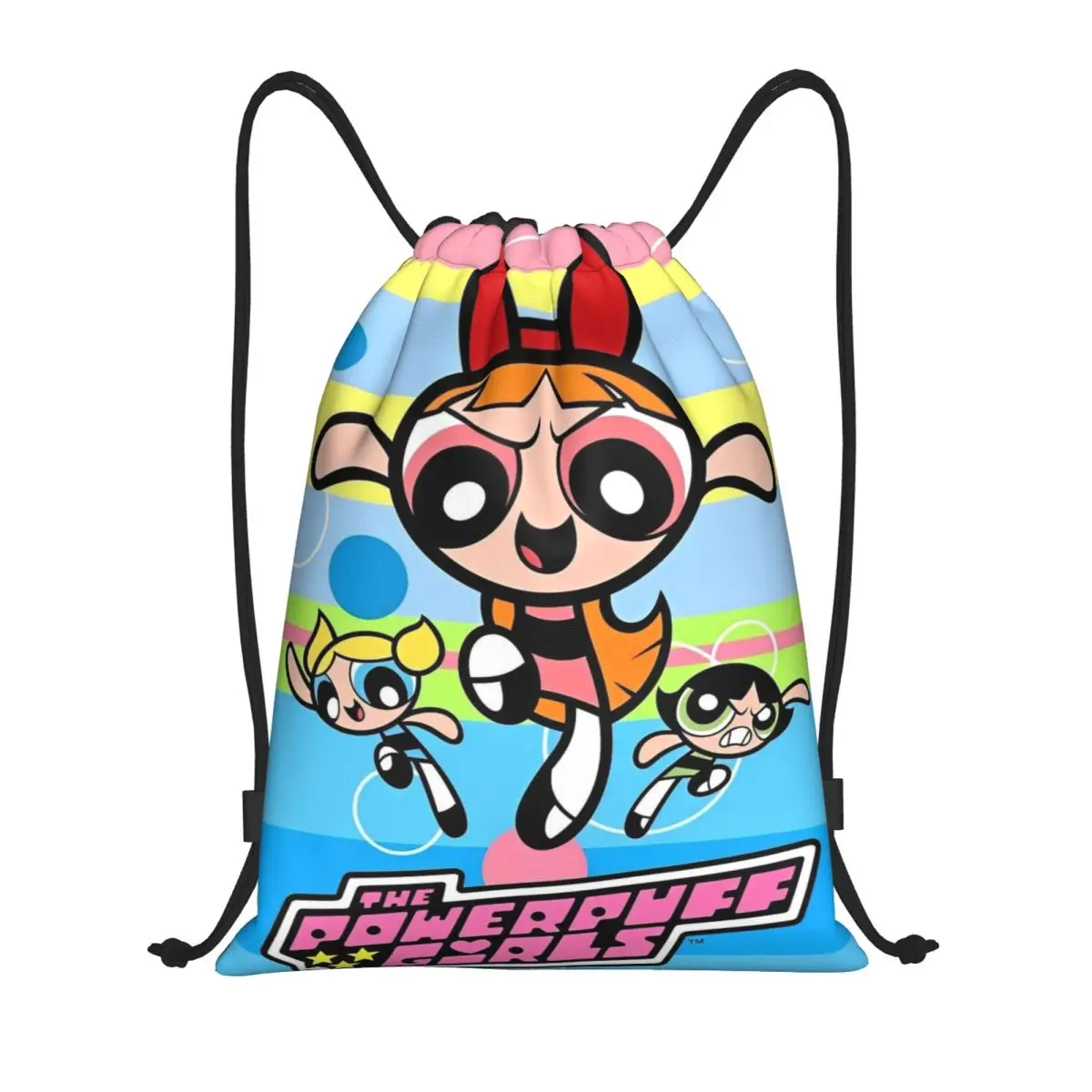 

Милый рюкзак с рисунком P-Powerpuff для девочек, спортивный рюкзак для спортзала, водостойкая сумка на шнурке для упражнений