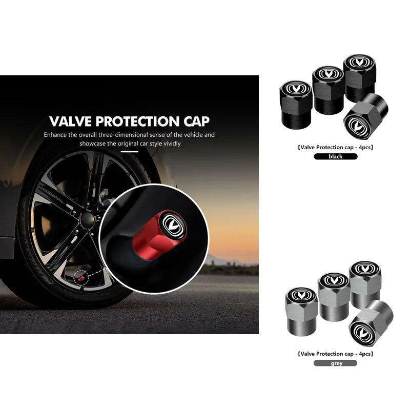 4Pcs Metallic Auto Tyre Valve Stem Dust Cap Wheel Air Cover Accessories Compatible with Changan UNI-T/EADO/CS85/CS15/Star