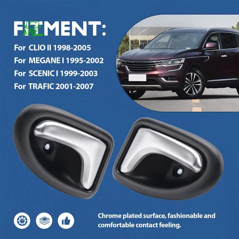 

A22E-Interior Door Handles For Renault Clio II 2 Megane Scenic Trafic Back Front Rear Left Right Side Inner Driver Passenger