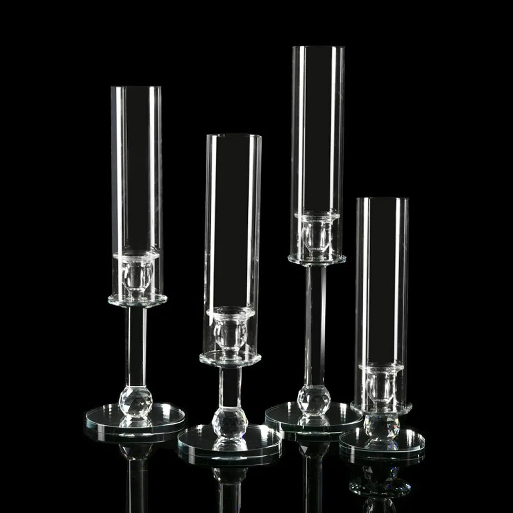 35cm-50cm Clear Candlestick Glass Candle Holders for Home Decoration Table Centerpiece Wedding Party Dining Event Decor