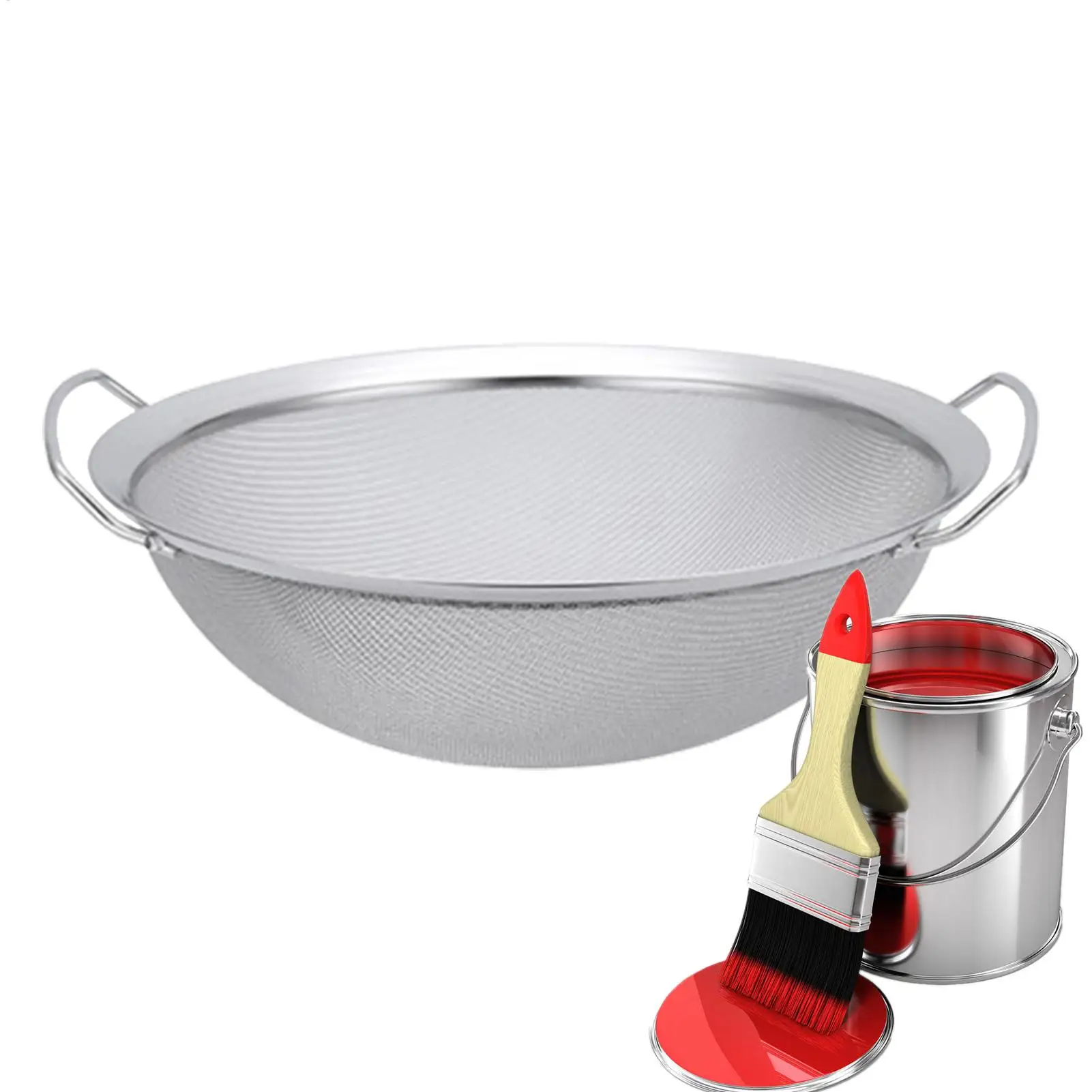 60 Mesh Stainless Steel Round Sifter Fine Mesh Strainer Paint Bucket Filter Tool Emulsion Strainer and Funnel Filter with Handle