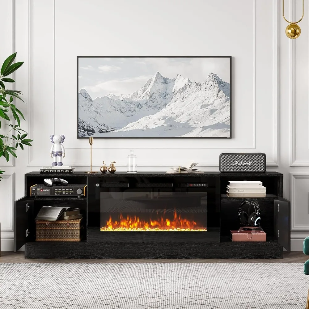 

Modern TV Console with LED Light and Storage for Living Room, Fits TVs up to 80 High-Gloss Door Entertainment Center