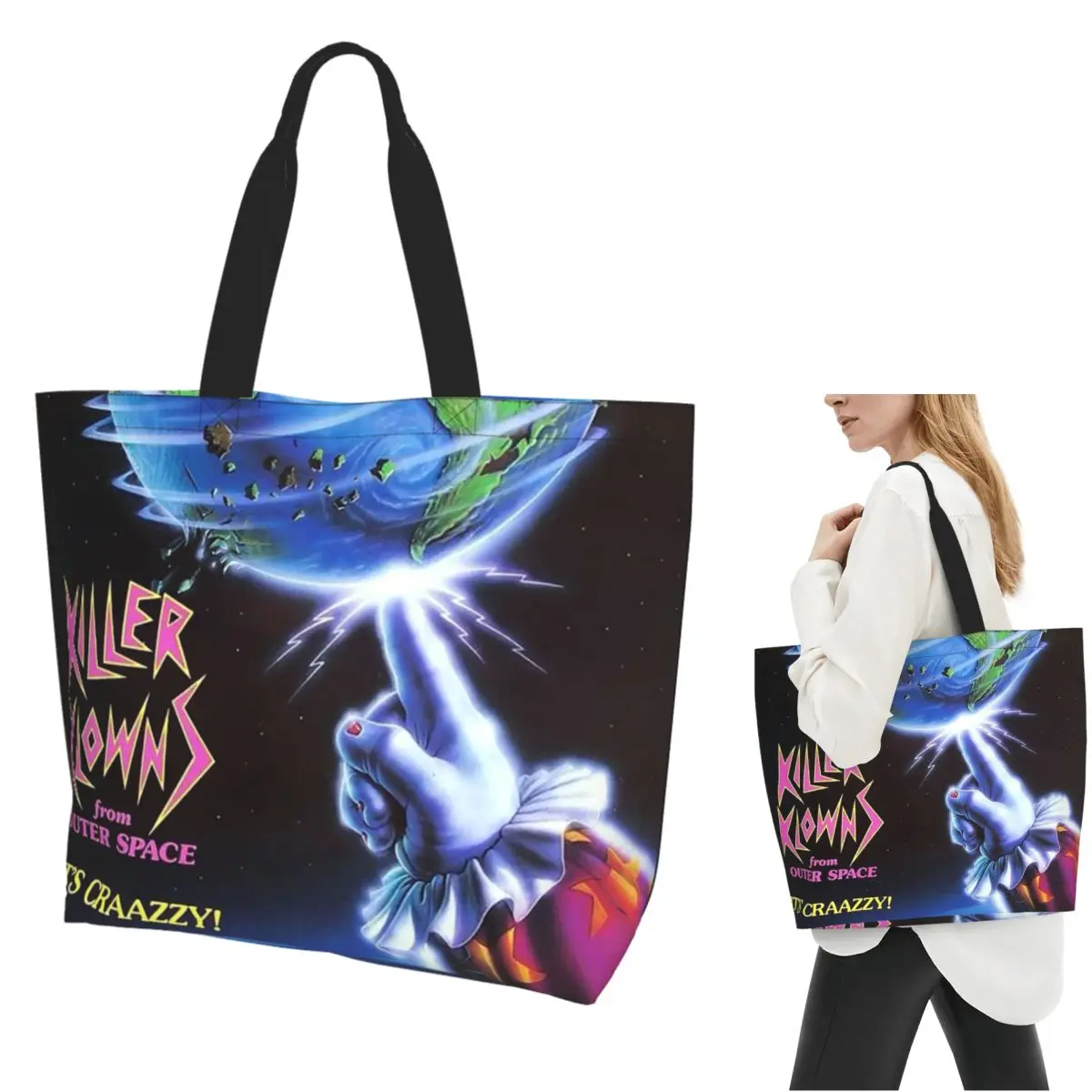 

Killer Klowns From Outer Space Shopping Tote Bag Canvas Large Capacity Shoulder Bags Shopper Grocery Handbag for Women