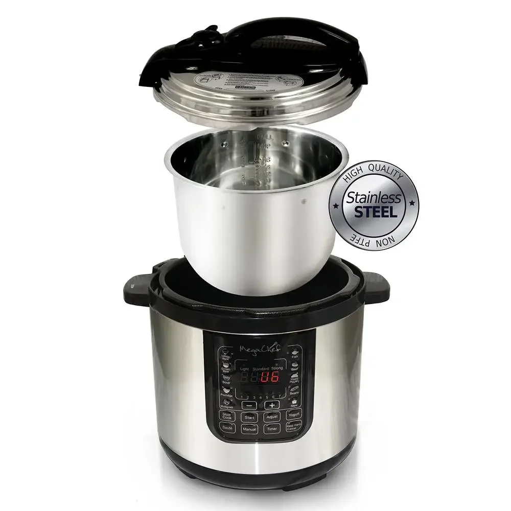 8 Quart Digital Pressure Cooker Stainless Steel 13 Pre-set Functions High Low Pressure Keep Warm Automatic Shutoff Touch Control