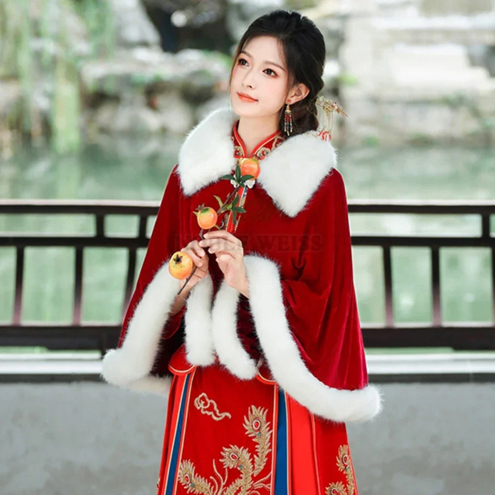

Velvet Faux Fur Edge Wedding Shawl Cape Party Wrap Bridal BOLERO Short Bride jacket Customized
