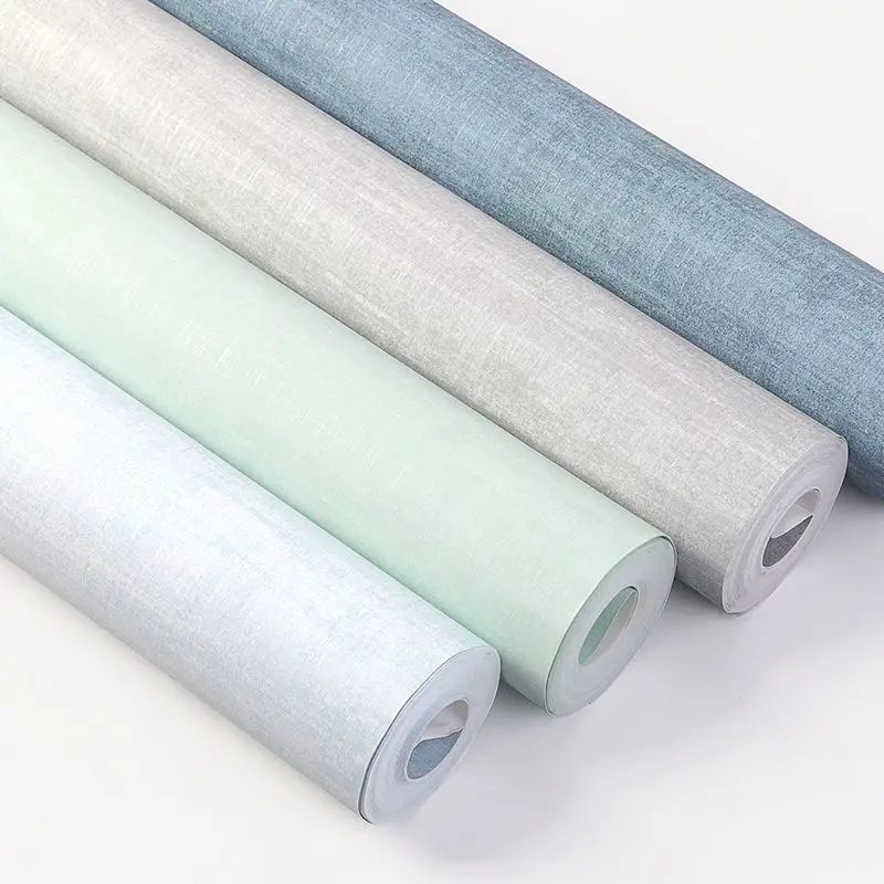 

Japanese plain simple wallpaper bedroom household thickened non-woven wallpaper new senior gray green background wall Paper