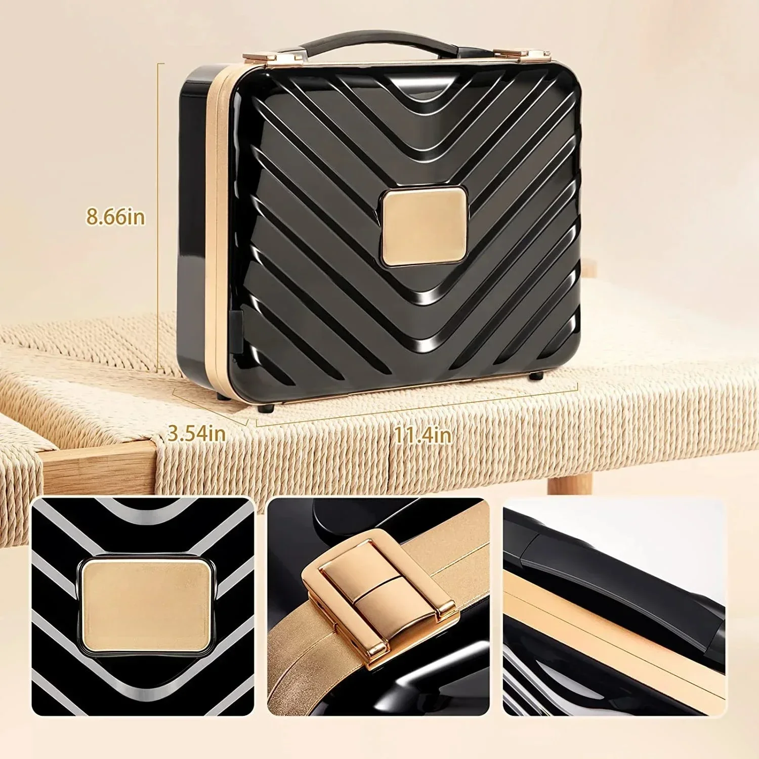 حقيبة مكياج محمولة مفتوحة من مادة PVC مخصصة، حقيبة تخزين للسفر، مصباح LED للمكياج مع صندوق تخزين، حقيبة مكياج مع ضوء مرآة #3